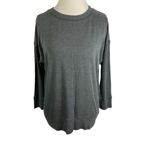 Eileen Fisher Gray Sweatshirt Waffle Knit Contrast Boxy Comfy Soft Size S - Picture 1 of 10